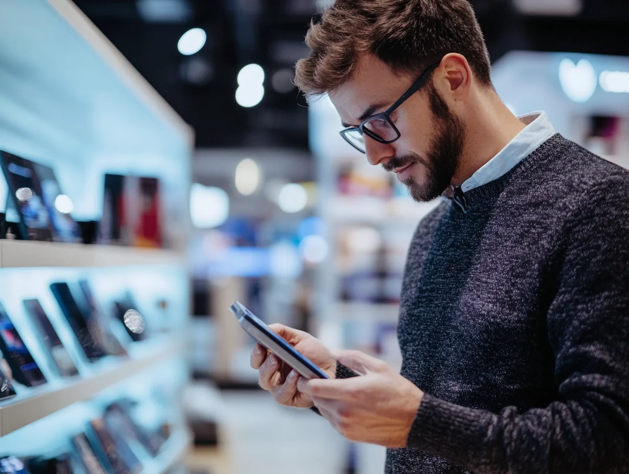 Man comparing different loan options on computer