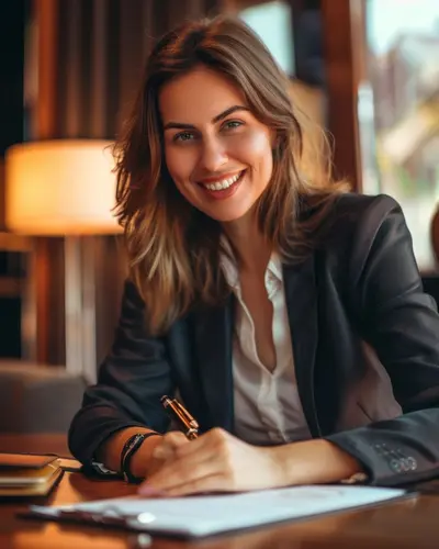 Woman signing personal loan documents